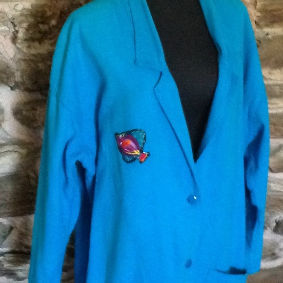 Oversized Turquoise Blazer - Picture 2 of 8